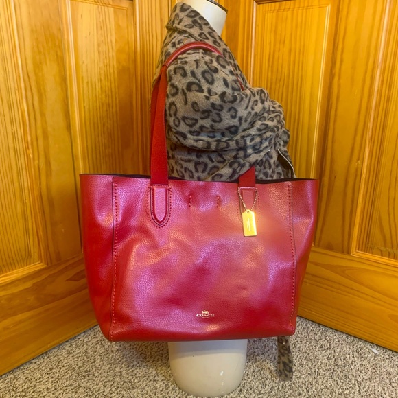 Coach Cherry Red Leather Shoulder Bag - Picture 1 of 13